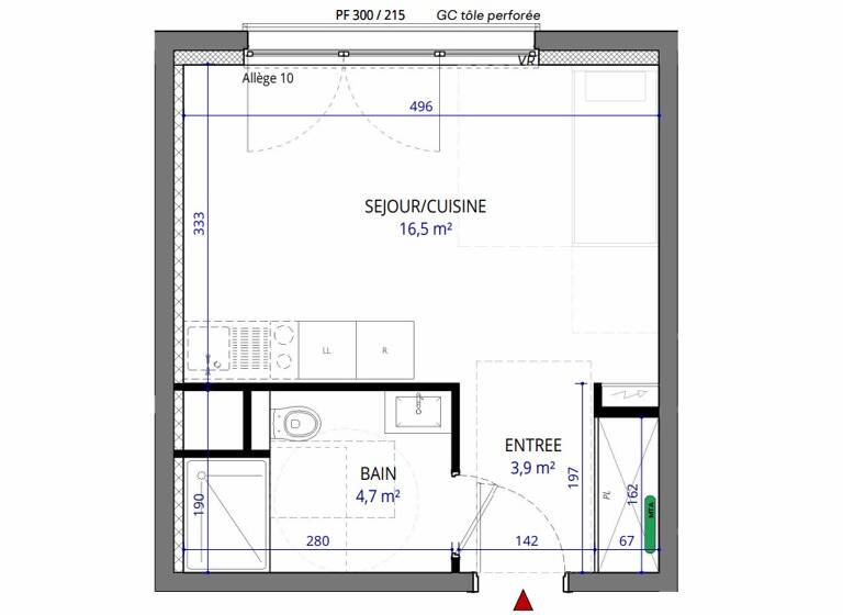 Studio à vendre 115 000 € 1 pièce 25,1 m² Étage 4/5 Sablon Metz 57000