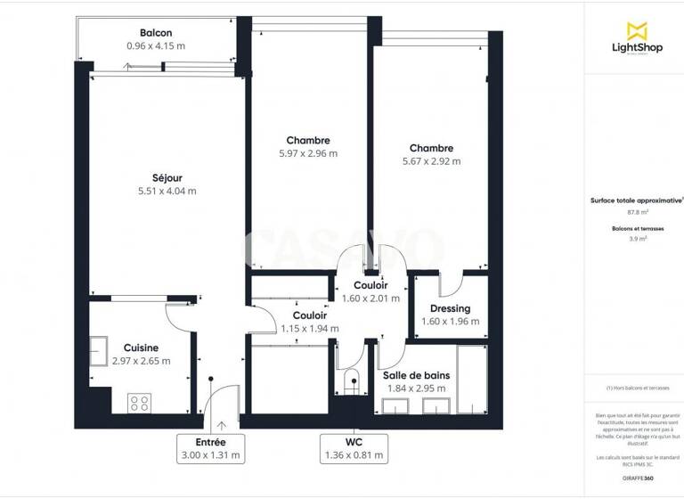 Appartement à vendre 509 000 € 3 pièces 2<br/>chambres 85 m²<br/>superficie 2/15<br/>étage Gambetta Courbevoie 92400