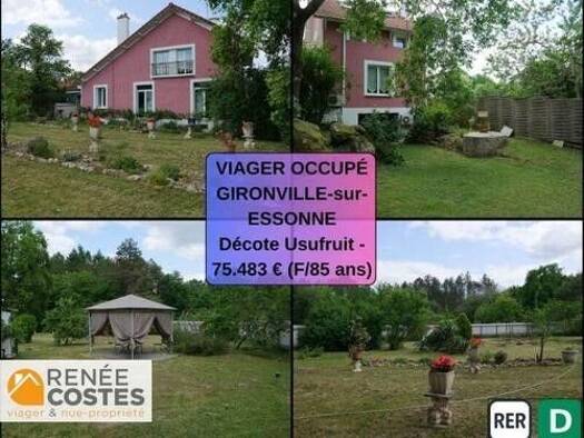Maison en viager occupé Bouquet 173 331 € 6 pièces 3 chambres 134 m² 1 548 m² de terrain Gironville-sur-Essonne 91720