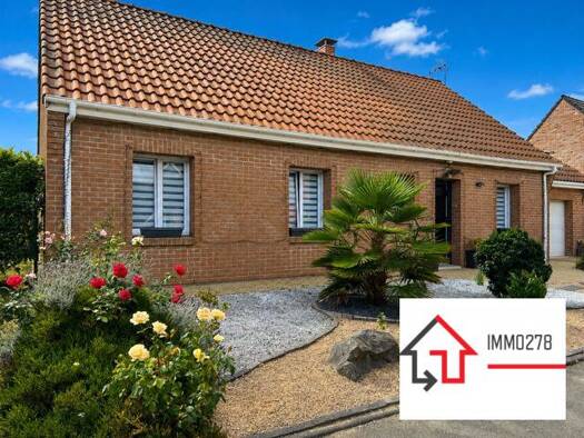 Maison de plain-pied à vendre 299 000 € 4 pièces 3 chambres 88 m² 645 m² de terrain Houtkerque 59470