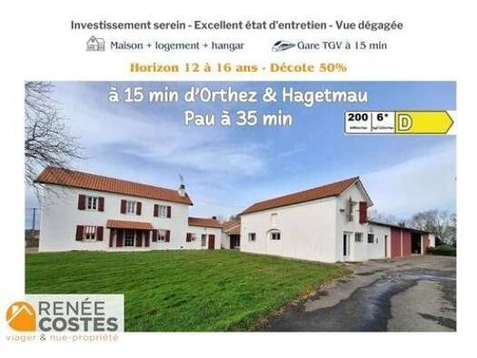 Maison en viager occupé Bouquet 49 330 € 5 pièces 4 chambres 196 m² 4 973 m² de terrain Virginie-Castetarbe-Batiplex-Moutete Orthez 64300