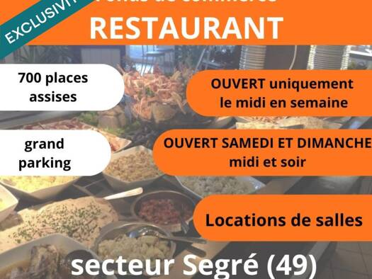 Restaurant à vendre Fonds de commerce 429 166 € 1 800 m² d'espace de restauration Nord Segré-en-Anjou Bleu 49500