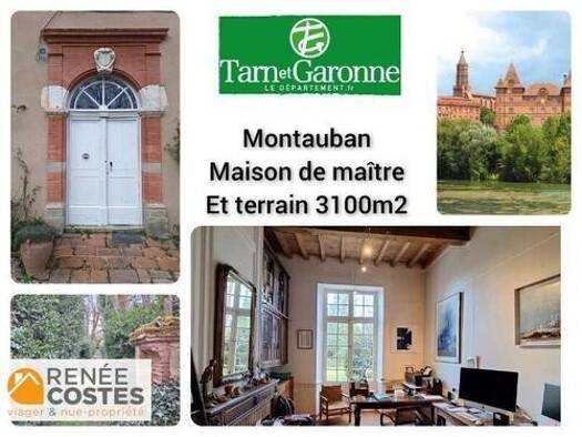 Demeure en viager occupé Bouquet 146 875 € 8 pièces 4 chambres 259 m² 3 146 m² de terrain Falguieres Montauban 82000