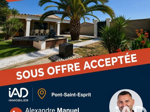Maison de plain-pied à vendre 242 500 € 5 pièces 3 chambres 102 m² 358 m² de terrain Nord Pont-Saint-Esprit 30130