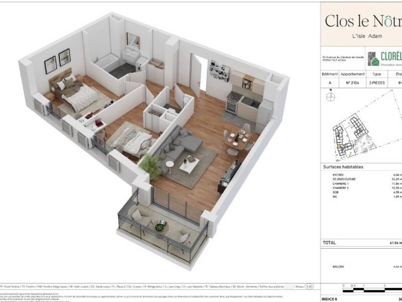 Maison à louer, 61m², L'ISLE ADAM