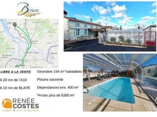 Maison en viager libre Bouquet 229 250 € 9 pièces 4 chambres 154 m² 6 386 m² de terrain Blaye 33390
