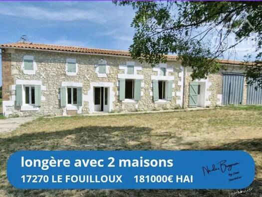 Maison jumelée à vendre 181 000 € 9 pièces 4 chambres 172,5 m² 1 505 m² de terrain Le Fouilloux 17270