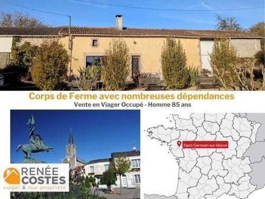 Maison en viager occupé Bouquet 66 375 € 4 pièces 2 chambres 113 m² 8 013 m² de terrain Sèvremoine 49230