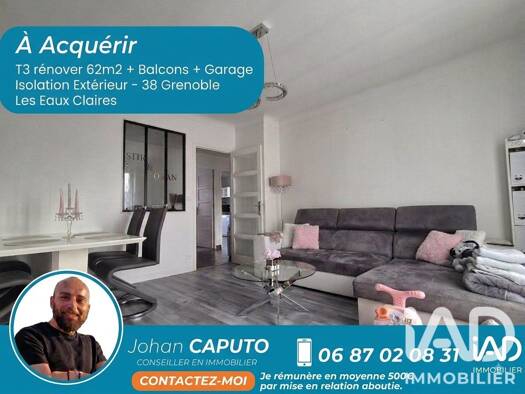 Appartement à vendre 139 000 € 3 pièces 2 chambres 61,85 m² Abry Grenoble 38100