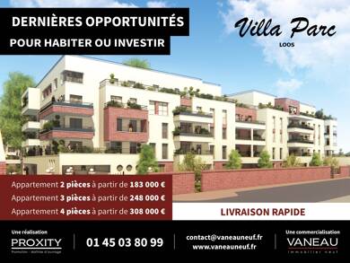 Appartement à vendre - Neuf 263 900 € 3 pièces 2 chambres 68 m² 1er étage Kuhlmann Loos 59120