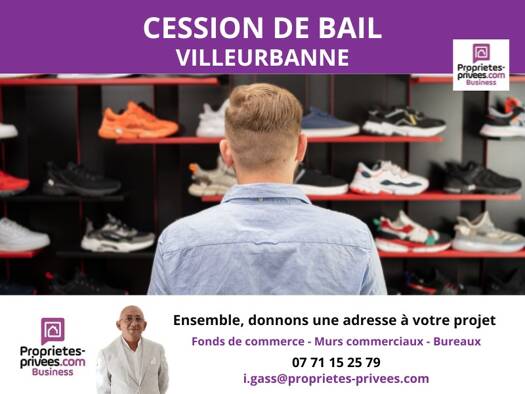 Local commercial avec bail commercial 900 € 50 m² de surface de vente Villeurbanne 69100