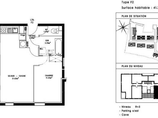 Appartement à louer 582 € 2 pièces 1 chambre 41,7 m² RDC/2 Montières Amiens 80000