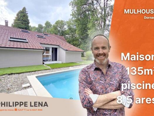 Maison de plain-pied à vendre 359 000 € 6 pièces 3 chambres 135 m² 841 m² de terrain Dornach Est Mulhouse 68200