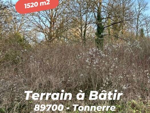Terrain constructible viabilisé à vendre 14 800 € 1 520 m² de terrain Sud Tonnerre 89700