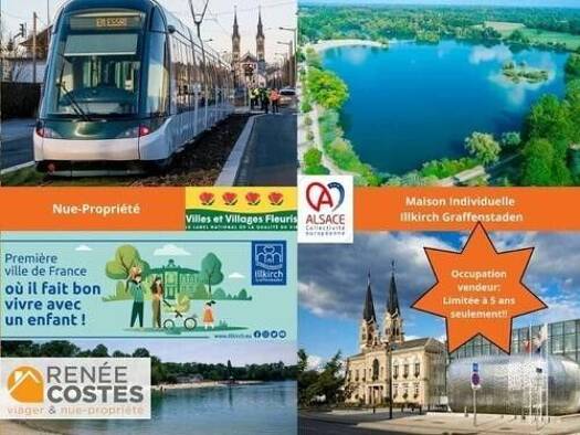 Maison en viager occupé Bouquet 235 480 € 5 pièces 3 chambres 100 m² 412 m² de terrain Centre Nord Illkirch-Graffenstaden 67400