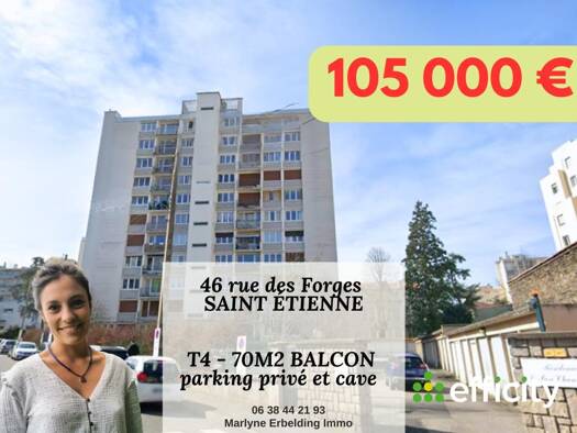 Appartement à vendre 105 000 € 4 pièces 3 chambres 70,4 m² Étage 10/10 Bellevue-Solaure Saint-Étienne 42100