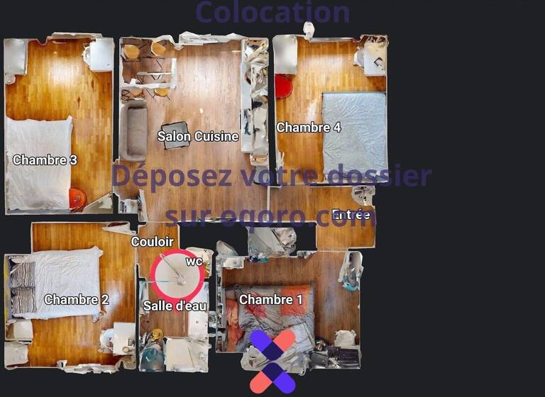 Appartement à louer 615 € 5 pièces 4<br/>chambres 64 m²<br/>superficie RDC<br/>étage Gerland Lyon 7ème 69007