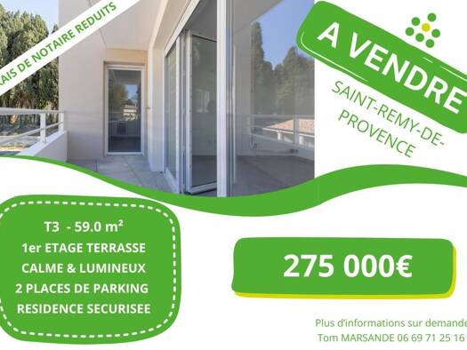 Appartement à vendre 275 000 € 3 pièces 2 chambres 59 m² Étage 1/2 Partie Nord Est Saint-Rémy-de-Provence 13210