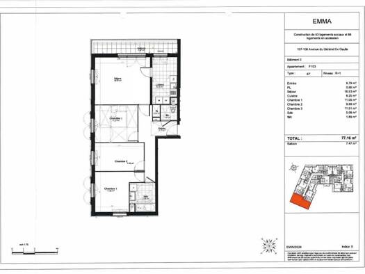 Appartement à louer 1 321 € 4 pièces 3 chambres 77 m² Étage 1/1 Belle Croix Ozoir-la-Ferrière 77330