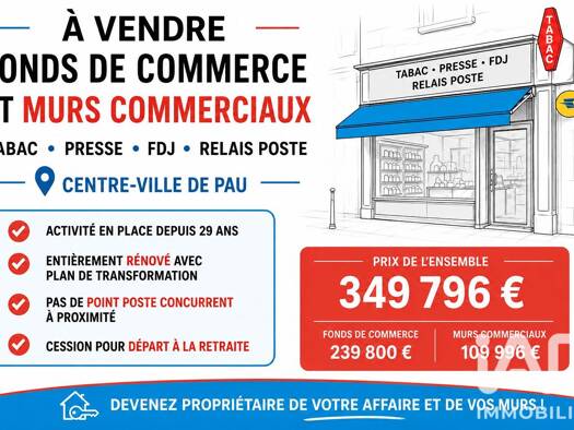 Local commercial à vendre 109 996 € 36 m² de surface de vente Dufau-Tourasse Pau 64000