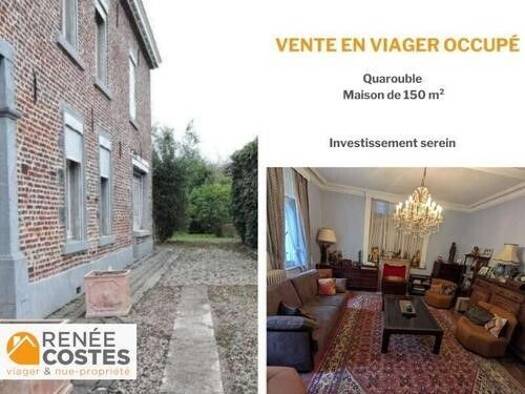 Maison en viager occupé Bouquet 45 390 € 8 pièces 3 chambres 150 m² 855 m² de terrain Quarouble 59243