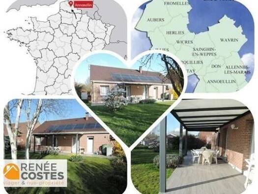 Maison en viager occupé Bouquet 60 520 € 3 pièces 2 chambres 80 m² 535 m² de terrain Nord Ouest Annœullin 59112