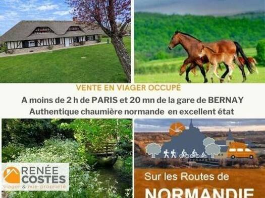 Maison en viager occupé Bouquet 24 700 € 3 pièces 1 chambre 63 m² 2 776 m² de terrain Saint-Benoît-des-Ombres 27450