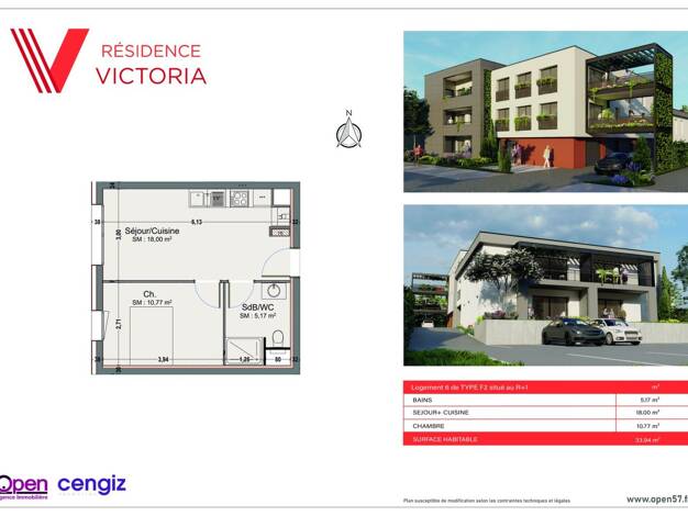 Appartement à vendre - neuf 125 000 € 2 pièces 1 chambre 33 m² 1er étage Volkrange Thionville 57100