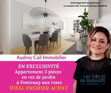 Appartement à vendre 265 000 € 3 pièces 2 chambres 61,2 m² RDC Pervenches Fontenay-Aux-Roses 92260