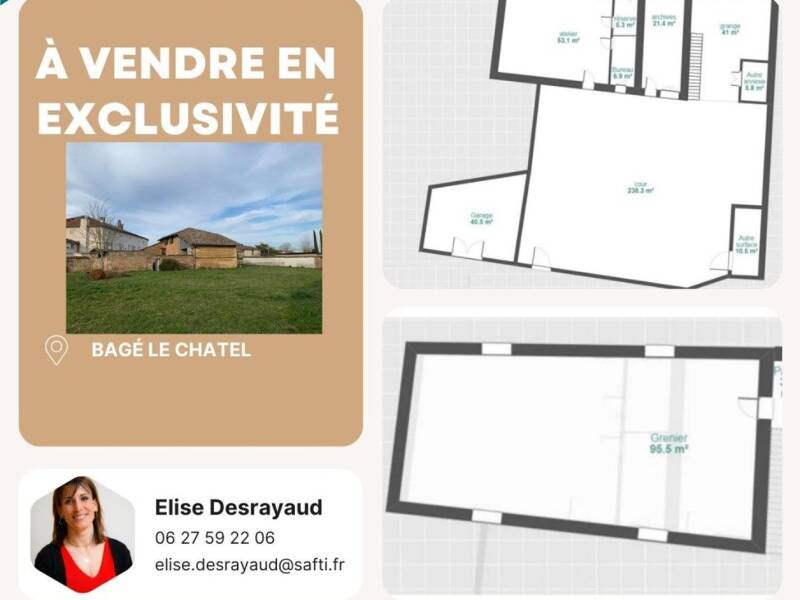 Maison à vendre, 190m², BAGE LE CHATEL