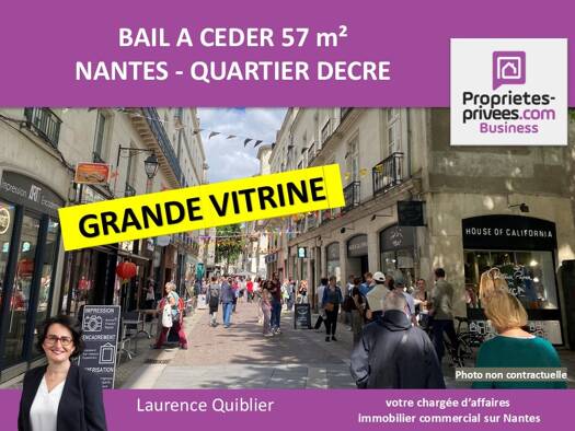 Local commercial avec bail commercial 1 663 € 57 m² de surface de vente divisible Graslin-Commerce Nantes 44000