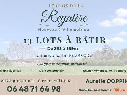 Terrain constructible viabilisé à vendre 152 000 € 451 m² de terrain Villemoirieu 38460