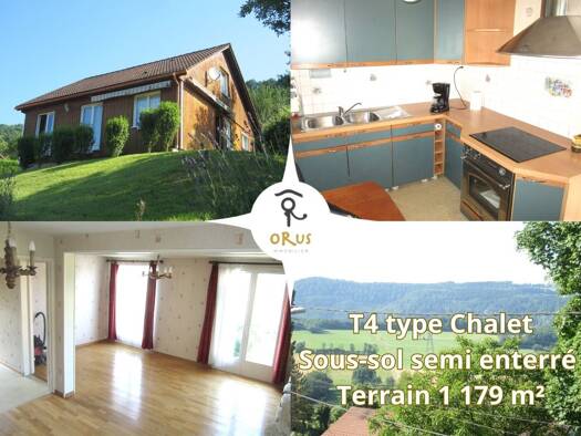 Chalet à vendre 120 000 € 4 pièces 3 chambres 91 m² 1 179 m² de terrain Pont-de-Roide 25150