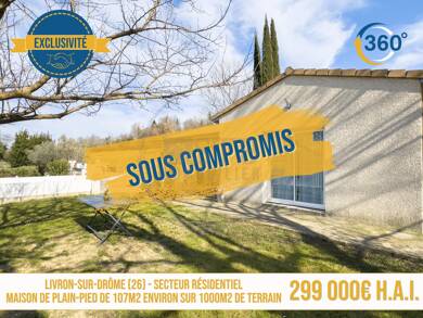 Villa à vendre 299 000 € 6 pièces 4 chambres 107 m² 1 000 m² de terrain Nouveau Centre Livron sur Drome 26250