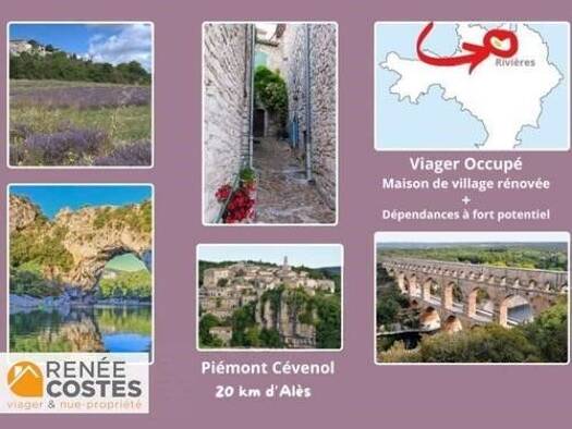 Maison en viager occupé Bouquet 39 535 € 3 pièces 2 chambres 70 m² 618 m² de terrain Barjac 30430