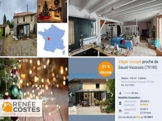 Maison en viager occupé Bouquet 52 100 € 5 pièces 3 chambres 240 m² 2 397 m² de terrain Sauzé-entre-Bois 79190