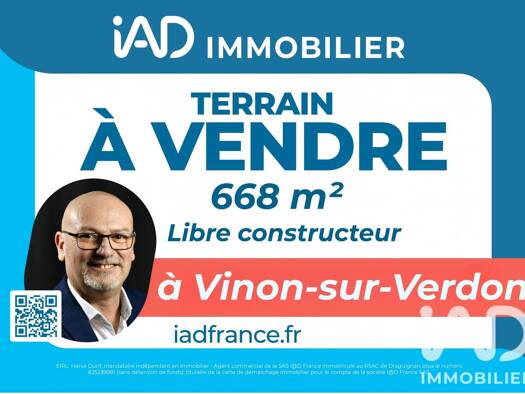 Terrain constructible à vendre 140 000 € 668 m² de terrain Vinon-sur-Verdon 83560