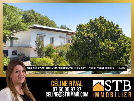 Maison à vendre 528 000 € 8 pièces 5 chambres 225 m² 3 410 m² de terrain Saint-Georges-les-Bains 07800