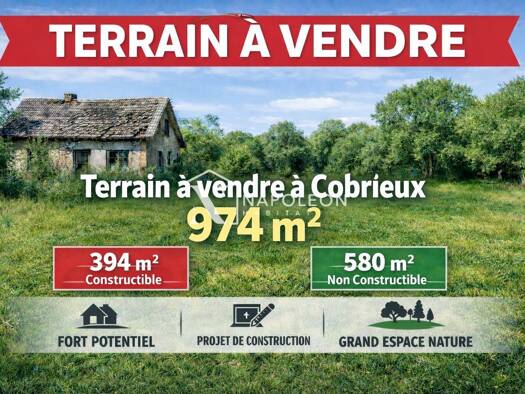 Terrain constructible à vendre 109 000 € 974 m² de terrain Cobrieux 59830