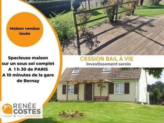 Maison en viager 165 126 € 4 pièces 3 chambres 91 m² 2 500 m² de terrain Centre Ville Bernay 27300