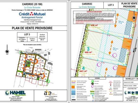 Terrain constructible viabilisé à vendre 51 000 € 440 m² de terrain Cardroc 35190