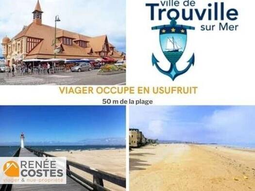 Appartement en viager occupé Bouquet 95 500 € 2 pièces 1 chambre 45 m² RDC/3 Port Littoral-Ville Nord Trouville-sur-Mer 14360