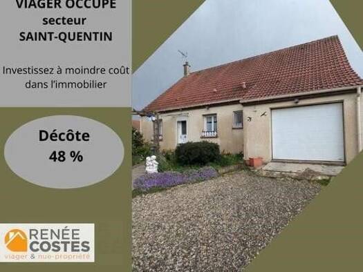 Maison en viager occupé Bouquet 27 049 € 4 pièces 3 chambres 77 m² 872 m² de terrain Le Vermandois Saint-Quentin 02100