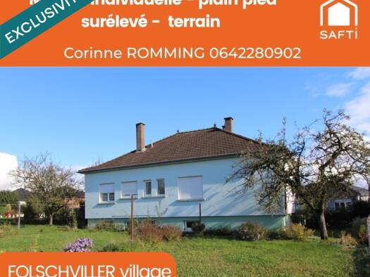 Maison de plain-pied à vendre 159 000 € 5 pièces 3 chambres 111 m² 838 m² de terrain Folschviller 57730