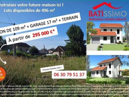 Terrain constructible à vendre 70 000 € 496 m² de terrain Entre-deux-Guiers 38380