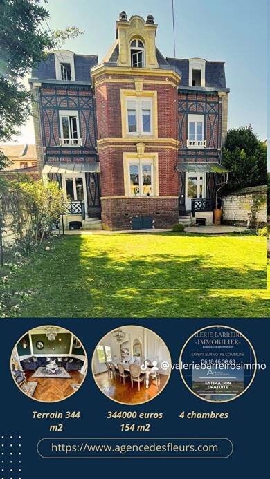 Maison à vendre 267 500 € 7 pièces 4 chambres 154 m² 344 m² de terrain Parc Saint Cyr Elbeuf 76500