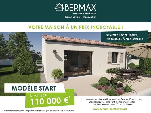 Terrain avec maison neuve à vendre 131 500 € 3 pièces 2 chambres 60 m² 375 m² de terrain Nersac 16440