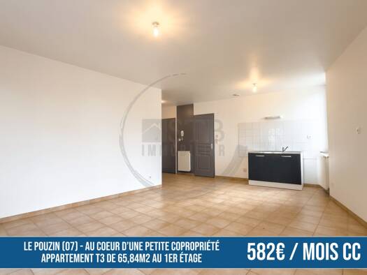 Appartement à louer 582 € 3 pièces 2 chambres 65 m² Étage 1/2 Le Pouzin 07250