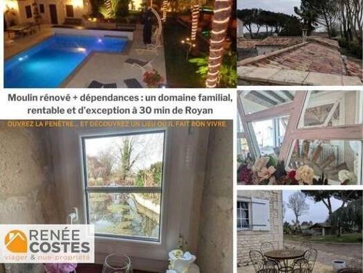 Maison en viager occupé Bouquet 321 750 € 11 pièces 9 chambres 367 m² 5 820 m² de terrain Le Fief-La Garenne Royan 17200