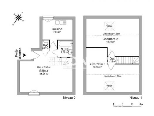 Duplex à louer 550 € 3 pièces 2 chambres 54,9 m² 1er étage Roville-Devant-Bayon 54290